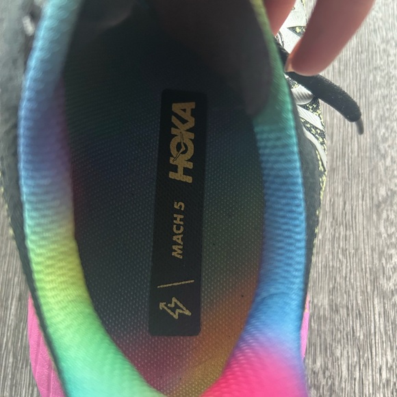 Hoka Mach 5 Black with Rainbow Accents - Picture 4 of 6